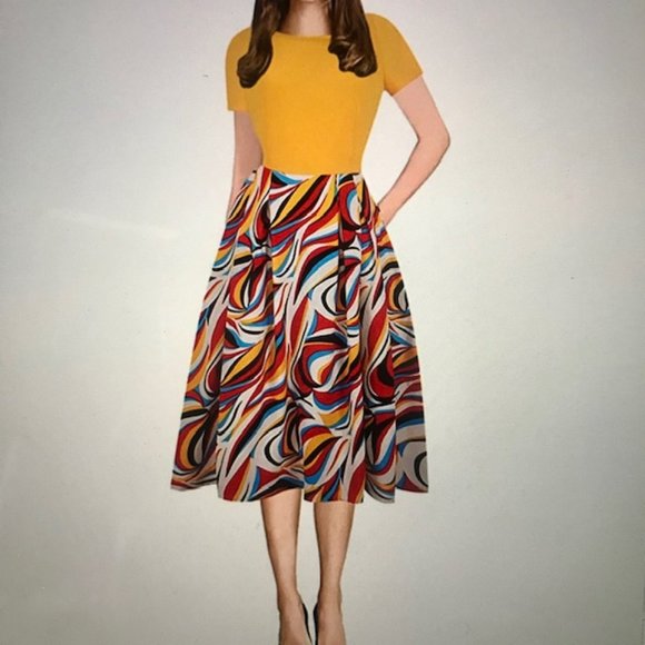 Women's Floral Swing Dress Oxiuly Women's Puffy Midi Vintage Swing Dresses  Graduation Knee Length Dress